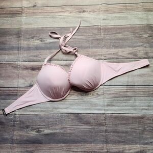5/$15 H&M Light Pastel Pink Halter Ruffle Padded Bikini Top